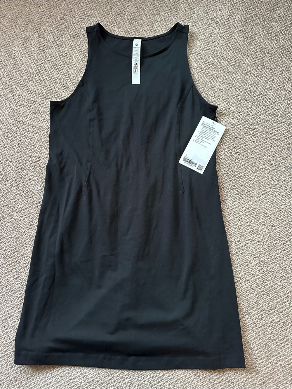 Lululemon Women's Black Sleeveless Mini Dress. Size small.